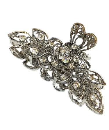 Vintage Style Hair Clips for Women & Girls - Large Rhinestone Alloy Hair Clips - Fashionable Retro Flower Design for Thick Hair (2PCs 6cm) - Buy Online on GoSupps.com