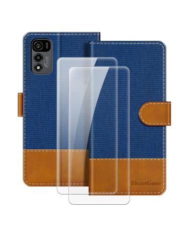 Milegao leather cover for Coolpad Cool 20 Magnetic cell phone cover with wallet and card slot + 2 pieces Display protection film made of hardened glass for CoolPad Cool 20 (6.52 ) Gray