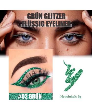  EONFAVE Green Glitter Eyeliner Liquid Shine Waterproof Rub Resistant Highly Pigmented Green Kaja Pencil Long Lasting Glitter Eye & Body Makeup for Face and Body - Buy Online on GoSupps.com