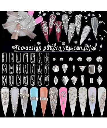 1840pcs Clear Crystal Nail Rhinestones Set - Multi-Shape Flat Back Transparent Gems for Nail Art DIY & Makeup - Buy Online on GoSupps.com