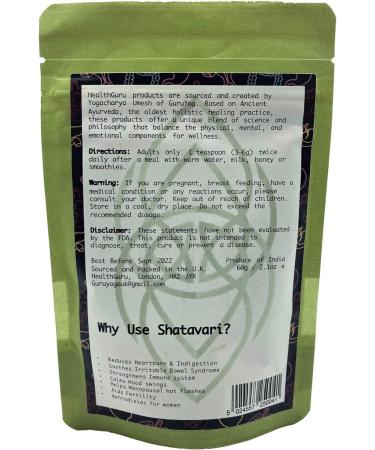 Health Guru Shatavari Powder - 100% Natural Asparagus Root Powder | Vegan | No Artificial Colors or Preservatives - Buy Online on GoSupps.com