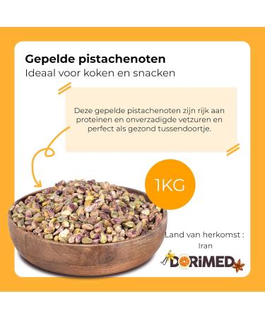 Dorimed Pistachios peeled 1 Kg natural unsalted without GMO without preservatives ideal for recipes - Buy Online on GoSupps.com