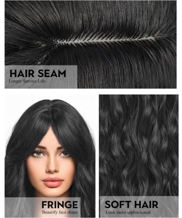 Wokestar Long Black Synthetic Hair Wig with Curtain Fringe for Women - Buy Online on GoSupps.com