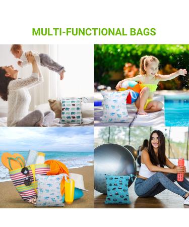 Wet Bag for Cloth Diapers Waterproof Reusable Bags with Two Zippered Pockets Polarbear Wet Dry Bag Travel Beach Pool Yoga Gym Bag for Pump Swimsuits Wet Clothes 3pcs - Buy Online on GoSupps.com