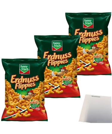 Funny Fresh Peanut Flippies Flips Classic Snacks 3-Pack (3x200g Bag) + usy Block