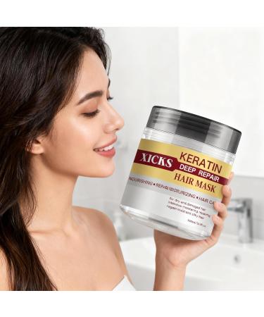 Keratin Deep Repair hair mask intensive nourishing and moisturizing treatment for dry and damaged hair repaired to regain silky hydrated hair 500 ml - Buy Online on GoSupps.com