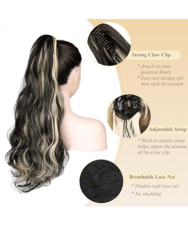 Gairyan 50cm Claw Clip Ponytail Extensions - Long Curly Synthetic Hair for Women | Black & Bleach Options - Buy Online on GoSupps.com