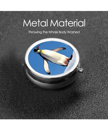 Cute Penguin Print Mini Round Pill Box - 3 Compartment Travel Pill Organizer for Home & Office - Buy Online on GoSupps.com