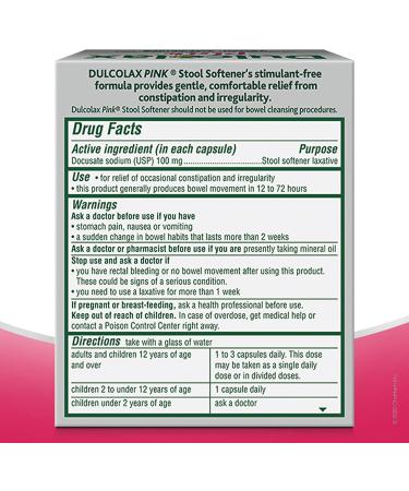 Dulcolax Pink Stool Softener 100mg Soft Gel Tablets - 25 Count - Buy Online on GoSupps.com