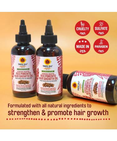 Tropic Isle Living Strong Roots Red Pimento Hair Growth Oil 4oz | Moisture & Shine Stimulates Hair Growth Strengthens Hair - Brush Set Included - Buy Online on GoSupps.com