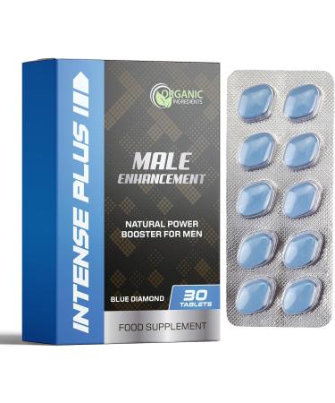 Intense Plus 30 Blue Pills for Men 100mg Stronger & Harder Enhanced Strength, Male Enhancing Pill Firmness & High Stamina Tablets Prolonged Performance - Herbal & Food Supplement