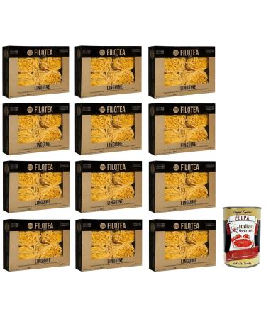 Italian Gourmet E.R. Filotea Linguine Egg Pasta Pack of 12 egg pastas made with Italian ingredients 500g + 400g box