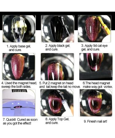9D Cat Eye Gel Polish Set B - Dual Colors Holographic Chameleon Gel with Magnet Stick | Salon Quality Base, Top & Matte Coat Included - Buy Online on GoSupps.com
