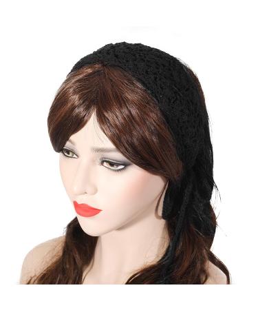 ZLYC Handmade Crochet Knit Floral Headband - Vintage Hair Band (Plain Black) - Buy Online on GoSupps.com