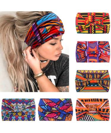 VENUSTE Wide Headbands for Women's Hair Fashion Knotted Head Bands for Adult Women Hair Accessories 6PCS (African)