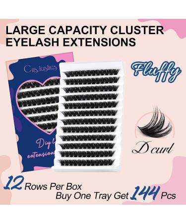 Crislashes D Curl 14mm Cluster Eyelashes - 144 Mixed Fluffy Wispy Eyelash Extensions (Reusable at Home) - Buy Online on GoSupps.com