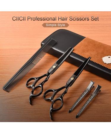CIICII Hair Cutting Scissors Set - Professional Hairdressing Shears for Men, Women, and Pets - Home Salon and Barber Kit - Black Hair Scissors - Buy Online on GoSupps.com