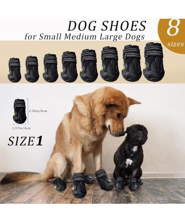 Waterproof Dog Boots 4 Pack for Small & Medium Dogs - Reflective Adjustable Straps | Durable Dog Shoes - Buy Online on GoSupps.com