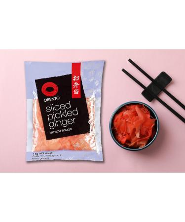 Obento Sliced Pickled Ginger Pink - 1 kg | Authentic Pickled Ginger Slices for Sushi & Asian Dishes - Shop Now! - Buy Online on GoSupps.com