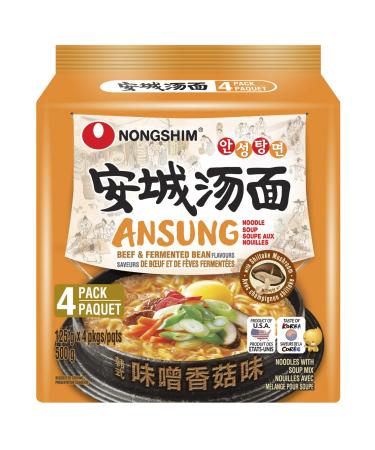 Nongshim Ansung Noodle Soup 4-Pack (Beef and fermented Bean)