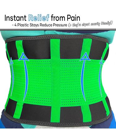 MEDiBrace Back Support Belt for Lower Lumbar Pain Relief - Medium Spring Green, 28-34 (72-86cm) - Orthopedic Waist Compression for Sciatica, Scoliosis, Disc, Lifting - Men and Women - Buy Online on GoSupps.com