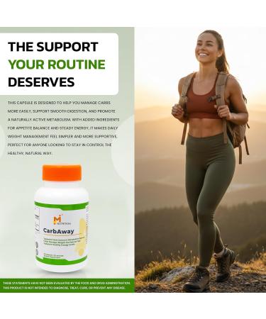 M NUTRITION CarbAway Carb & Sugar Support Capsules White Kidney Bean Extract + Chromium Craving Support with Green Tea Non-GMO Gluten-Free Made in USA 60 Capsules - Buy Online on GoSupps.com