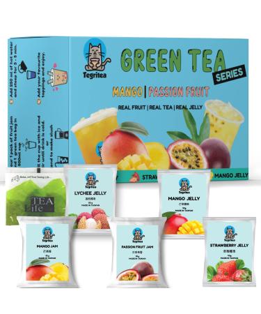 Best Bubble Tea DIY Kit | Ready In 1 Minute | 500ml Per Serving (Passion Fruit | Mango Green Tea 12 Servings)