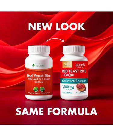 Red Yeast Rice 1200mg with CoQ10 & Niacin | 120 Vegetarian Capsules | Non-Irradiated | Citrinin Free | Supports Healthy Cholesterol & Cardiovascular Health - Buy Online on GoSupps.com