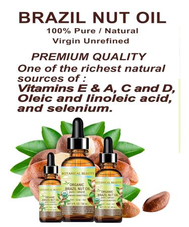 Botanical Beauty Organic BRAZIL NUT OIL Bertholletia Excelsa WILD GROWTH RAW Brazilian 100% Pure Natural Virgin Unrefined for FACE SKIN BODY HAIR NAILS FOOT CARE (1 Fl Oz 30 ml) 1 Fl Oz (Pack of 1) - Buy Online on GoSupps.com