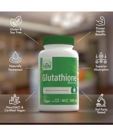 Health Thru Nutrition Glutathione Reduced 500mg Vegecaps | Vegan Certified | Fermented | Non GMO and Hypoallergenic | Master Antioxidant | Healthy Skin and Cellular Aging Support (Pack of 60) 60 Count (Pack of 1) - Buy Online on GoSupps.com