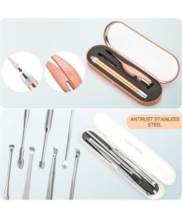 Owl Ear Premium 14-Piece Ear Wax Removal Tool with LED Light - Cute Animal Ear Picks Spoon Digger Scoop for Humans, Rose Gold - Buy Online on GoSupps.com
