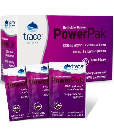 Trace Minerals Research Electrolyte Stamina PowerPak Concord Grape 30 Packets. 0.19 oz (5.3 g) Each