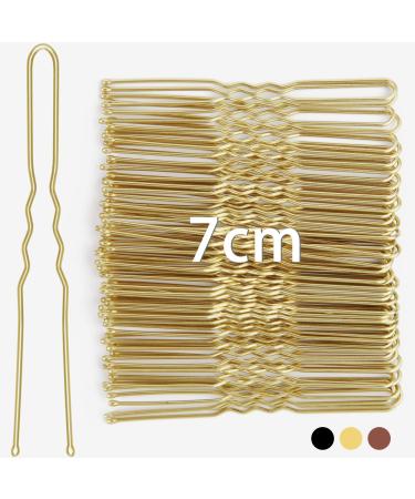 Mbsomnus 7cm Hair Pins for Buns 50pcs Bobby Pins Blonde U Shaped Hair Pins for Women Girls Hair Grips for Thick Hair Hair Styling Accessories for Wedding Salon Home Use (Gold 2.76 Inch) 50pcs Gold