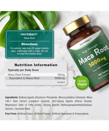 Maca Root 5000mg Supplement for Women & Men | 180 Vegan Tablets | High Strength Peruvian Maca Extract - Buy Online on GoSupps.com