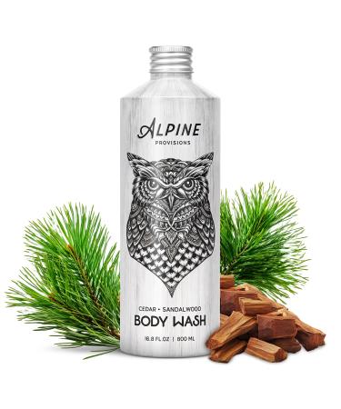 Alpine Provisions Natural & Organic Body Wash with Cedar & Sandalwood Moisturizing Body Wash with Aloe Vera Coconut Oil & Essential Oils Vegan Sulfate-Free Plastic-Free 16.9 fl oz Cedar + Sandalwood