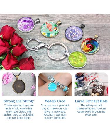 210Pcs Pendant Trays Kit with Glass Cabochon and Necklace Cords Set for Jewelry Making and DIY Crafts - Buy Online on GoSupps.com