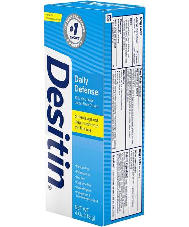 Desitin Daily Defense Baby Cream with Zinc Oxide - Diaper Rash Treatment & Prevention - Hypoallergenic, Dye, Phthalate & Paraben-Free - 4 Oz - Buy Online on GoSupps.com