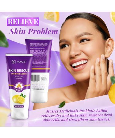 Massey s Skin Rescue Probiotics Lotion - Daily Non-Greasy Hydrating Lotion for Men & Women - Refreshing Lemon Scent - Smooth Sensitive Skin - 3.4 oz - International Shipping Available - Buy Online on GoSupps.com