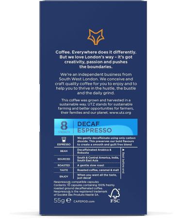 CafePod Craft Coffee Nespresso Compatible Aluminium Pods - UTZ Certified (Decaf x 10 Pods) - Buy Online on GoSupps.com