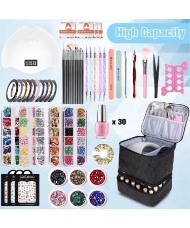 CTWWFS PU Leather Nail Polish Organizer & Lamp Case - Holds 30 Bottles, Manicure Tools Storage - Black - Buy Online on GoSupps.com
