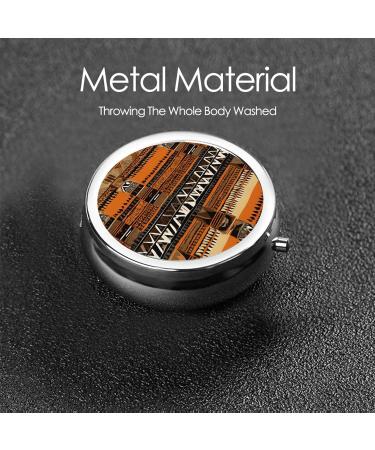 Buy African Mud Cloth Round Pill Box - 3 Compartment Portable Travel Organizer for Vitamins & Medications | Stylish Mini Decorative Case - Buy Online on GoSupps.com