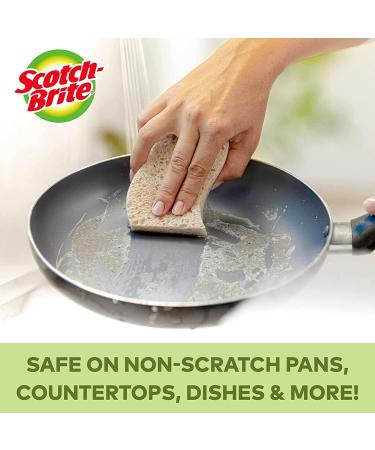 Scotch-Brite Greener Clean Scrub Sponges - 6 Count, Non-Scratch Natural Sponges for Kitchen, Bathroom, and Household Cleaning - Safe for Non-Stick Cookware - Buy Online on GoSupps.com