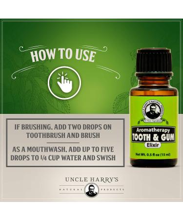 Uncle Harry's Aromatherapy Tooth & Gum Elixir - Alcohol Free Mouthwash for Bad Breath (0.5 oz) - Buy Online on GoSupps.com