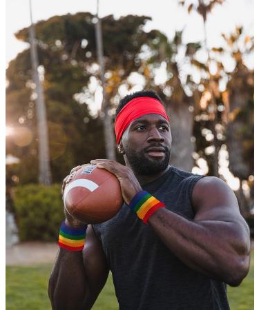 Suddora Striped Wrist Sweatbands - Rainbow Athletic Cotton Terry Cloth Wristbands (Pair) - Buy Online on GoSupps.com