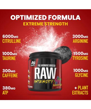 All Stars RAW Intensity Pre Workout Booster - Berry Blast | Fitness Powder with Amino Acids & Plant Extract | Energy Drink with Caffeine & Taurine | 16 Portions - Buy Online on GoSupps.com