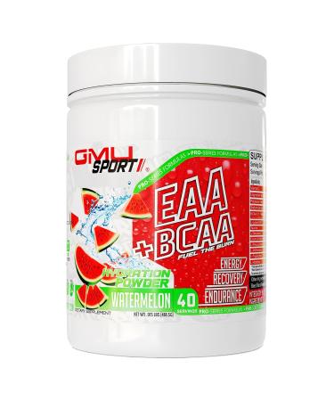 GMU SPORT EAA + BCAA Powder - Essential Amino Acids & Electrolyte Drink Hydration Recovery for Men & Women | Muscle Support Drink for Runners | Sugar-Free Aminos - 40 Servings - Watermelon