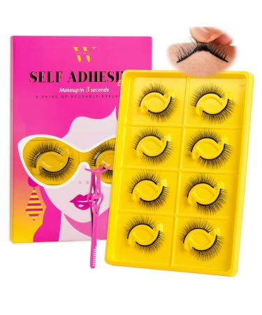 Self Adhesive Eyelashes Lash Clusters Reusable Adhesive Eyelashes No Glue Needed No Sticky Residue Lashes with Tweezers For Diy lashes Extension At Home By WLFRHD(Bell D-Mix11-15mm Kit)
