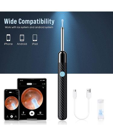 Ear Wax Removal Kit with Camera and 8 Pcs Ear Set - Ear Cleaner with Light - Earwax Remover Tool for iOS & Android - Black - Buy Online on GoSupps.com
