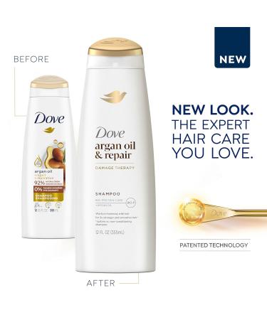 Dove Shampoo with Argan Oil & Damage Repair | 92% Natural Paraben Free - 12 fl oz for Damaged Hair - Buy Online on GoSupps.com
