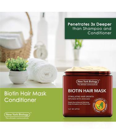Biotin Hair Mask with Avocado | 3X Deep Conditioning | Restores Hair, Reduces Hair Loss, and Fights Frizz | 16 Oz - Buy Online on GoSupps.com